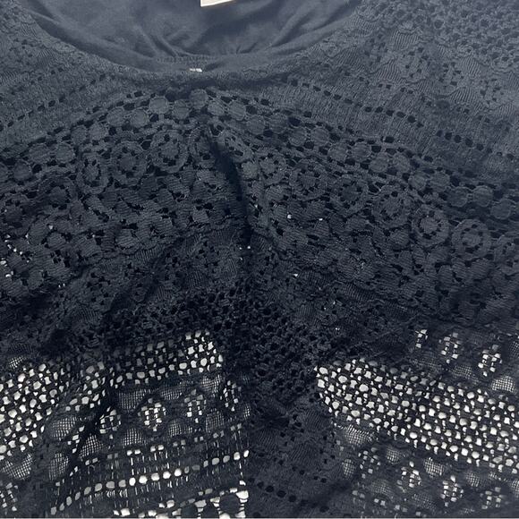 Decree Women’s  Crochet Style Flowy Swimsuit Black Bralette Top Sz L - Picture 3 of 9